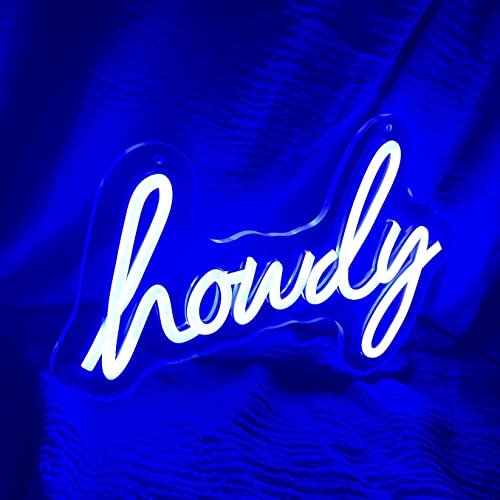 Blue howdy Neon Sign for Preppy room decor Adjustable lighting Led Neon Light for Girls Room College Dorm Y2k Room Decor