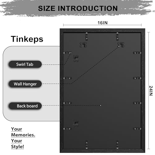 Image of 16x24 Frame Black, Wide Border, Large Wall 16x24 Poster Frame Tailored for Home& Gallery Decor