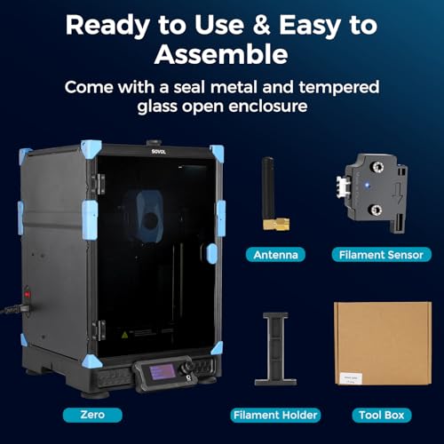 Image of Sovol Zero 3D Printer, 1200mm /s High Speed CoreXY 3D Printers with Eddy Scanning & Pressure Sensing, 350℃ Nozzle & 120℃ Heated Bed Heating, XYZ Full Linear Rails Open Source Build Volume 6X6X6in