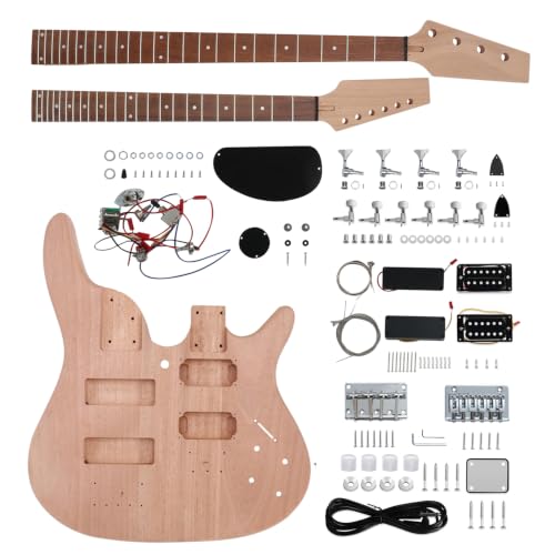 Fistrock Double Neck DIY Bass & Guitar Kit 4 & 6 String Mahogany Body &Neck
