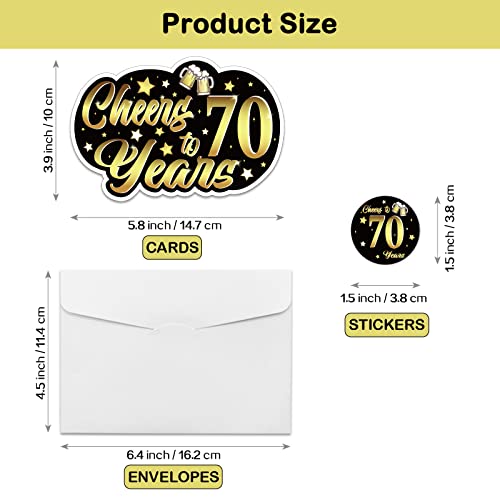Rewidparty Black Gold 70Th Birthday Party Invitations With Envelopes & Stickers（Set Of 15） Cheers To 70 Years Shaped Fill-In Invitations 70Th Party Invites Cards Birthday Anniversary Party Supplies #TOP2