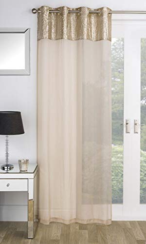 Tyrone Empire Sequin Glitter Eyelet Ring Top Voile Curtain Panel - Silver Grey.