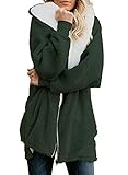 Kapuzenpullover in Übergröße – dieser klobige Kapuzenmantel ist in Übergröße erhältlich, da er locker sitzt, lange Ärmel mit geripptem Finish, durchgehender Reißverschluss, 2 Seitentaschen, um Ihre Hände warm zu halten, perfekt für Frauen, Damen, Junioren