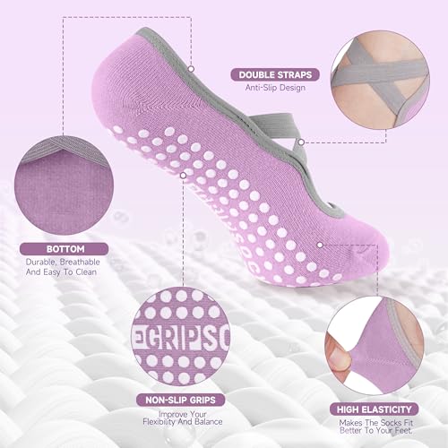 3 Pair Pilates Socks | Yoga Socks for Women Non Slip Barre | Silicon Ankle Grippy Sock for Hospital Exercise2