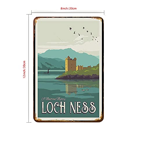 Axcisxk Loch Ness Monster Travel Poster Retro Metal Tin Sign Wall Decor Funny Vintage Tin Sign Wall Plaque Poster For Cafe Bar Restaurant Supermarket Shop Best Gifts Idea 8X12Inch #TOP3