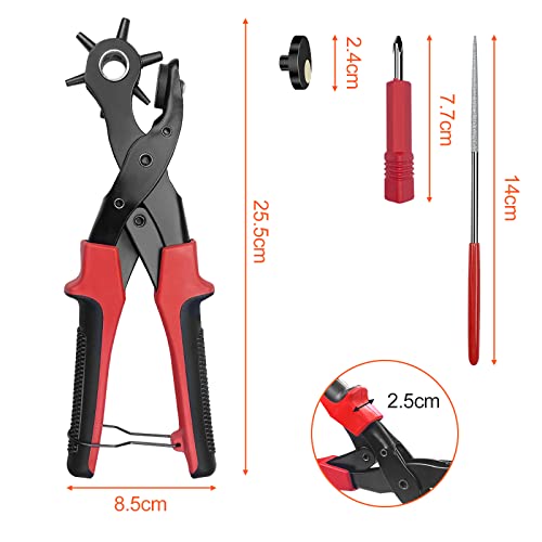 Newaner 2-4.5MM lochgrößen lochzange für leder mit 6 fach locher, gürtel locher rund, scharfe revolverlochzange mit hebelübersetzung, für gürtel, karte, uhrenarmbänder, pappe, lederschuhe perforierte