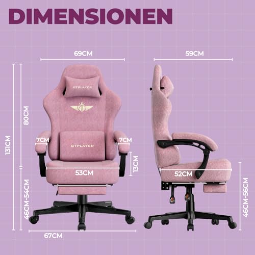 GTPLAYER Gaming Stuhl, Atmungsaktiver Bürostuhl, bürostuhl ergonomisch, Hochwertiger - Stoff, Ergonomischer PC Stuhl… – Ansicht 3