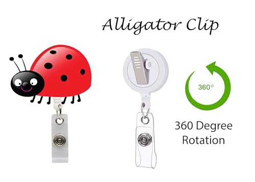 Carretel de crachá de enfermeira animal joaninha sorridente - lindo porta-identidade RN retrátil com