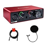 Focusrite Scarlett Solo 3rd Gen USB Audio Interface Bundle with 25-Feet XLR Male to XLR Female Microphone Cable, and Pop Filter for Broadcasting and Recording Microphones (3 Items)
