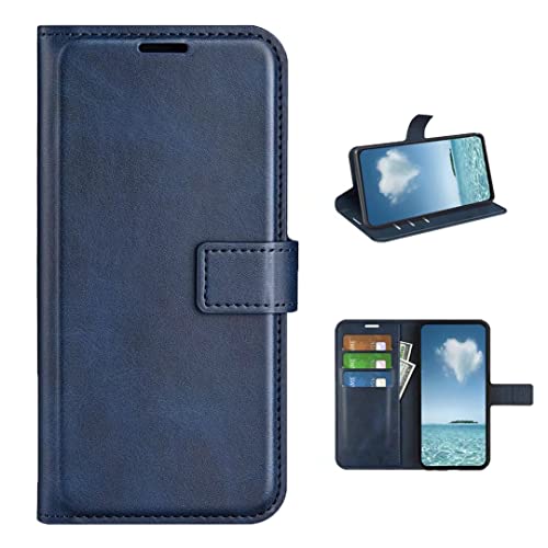 Coque Realme GT 6T 5G anti-rayures en cuir bleu avec rangement de carte intégré