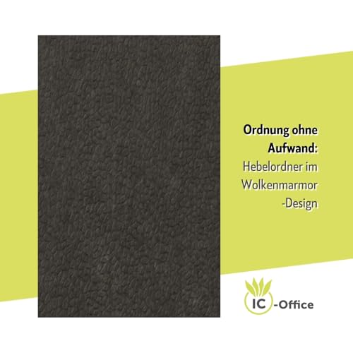 IC-Office 5er Pack Ordner A4 5cm breit schwarz Aktenordner Ringordner Briefordner Büroordner Schlitzordner Blauer Engel grüner Balken für Schule Studium Büro HomeOffice bis 1750 Blatt