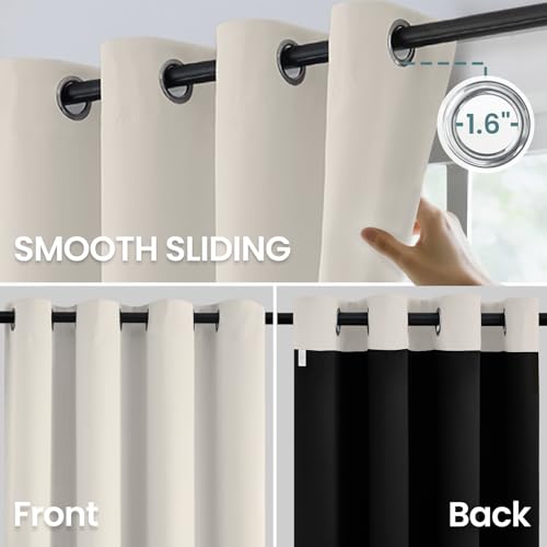 Image of COSVIYA 100% Cream Blackout Curtains for Kids Room 72 Inches Length | Room Darkening Light Blocking Drapes for Bedroom, Grommet Thermal Insulated Window Panels with Black Liner, W38xL72,2 Panels