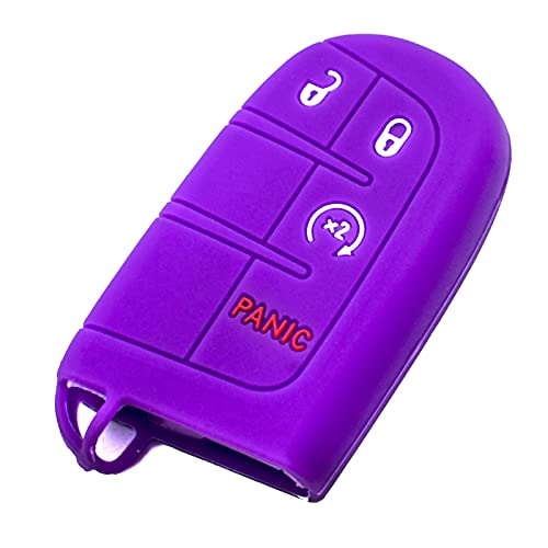 Coque en caoutchouc violette pour clé Jeep 4 boutons | Protection silicone