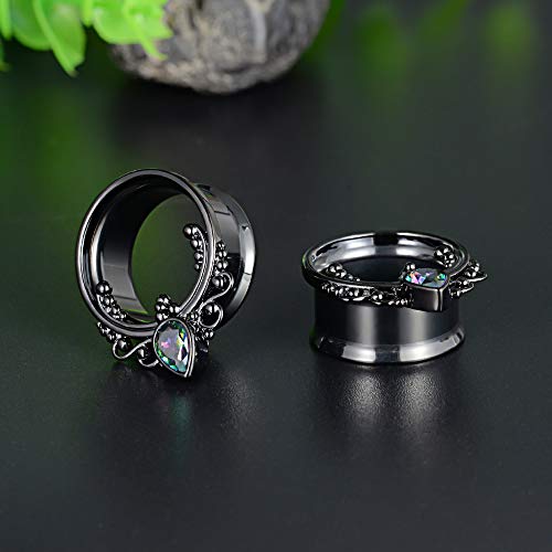 COOEAR 1 Pair Surgical Steel Ear Gauges Double Flared Seashell Ear Tunnels and Plugs Earrings Stretcher.3