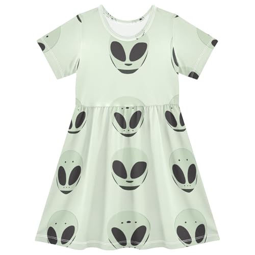 Girls Summer Dresses Short Sleeve Swing Casual Ruffle Dresses for Kids Girls