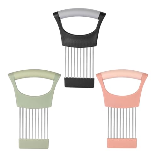 3 Affettatrici Di Cipolla, Taglierine Di Limone, Affettatrici Di Verdure In Acciaio Inossidabile, Aiuti Per Affettare Verdure, Adatto Per Frutta, Carne, Verdure (Nero, Rosa, Verde).