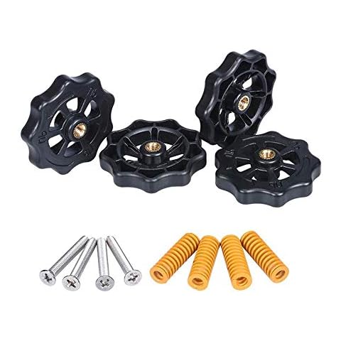 3Dman 4PCS 40mm Hand Twist Leveling Nut + 4PCS Hot Bed Spring Compression+ 4PCS M4X40mm Screws for 3D Printers（4 Set） Cover