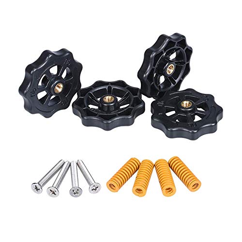3Dman 4PCS 40mm Hand Twist Leveling Nut + 4PCS Hot Bed Spring Compression+ 4PCS M4X40mm Screws for 3D Printers（4 Set）