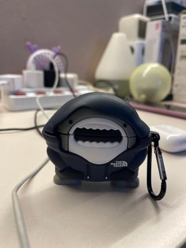 Image of Silicone Case Compatible for Apple Airpods 4 (2024) Cute Design for AirPods 4 with Active Noise Cancellation (ANC) with Keychain Hook Shockproof Protective Case (Shark Hoodi)