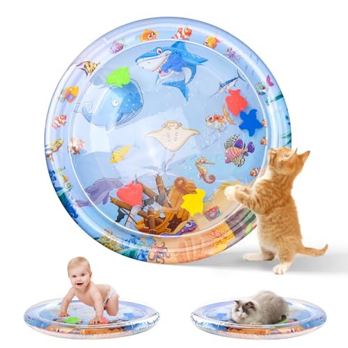 YAOZUP Katzen Spielmatte Wasser, Hochwertige Verdickte Sensorische Wasser Spielmatte, Aufblasbare wassersensor spielmatte, Sensor Water Playmat, Sommer Interaktives Wassermatte für Katzen Hunde Kinder