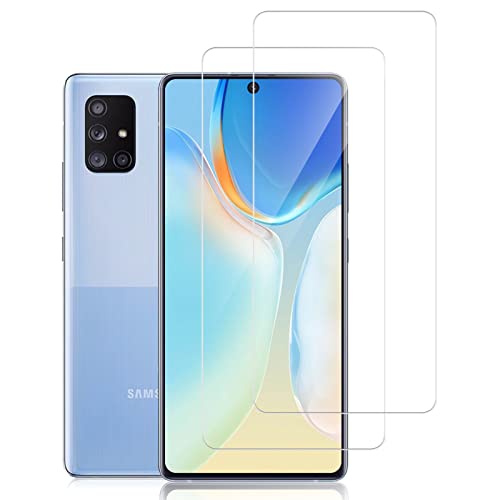2 Stück für Panzerglas für Samsung Galaxy A71 Schutzfolie, HD 2.5D Kante Displayschutzfolie, Frei von Kratzern, Blasenfreie Panzerglasfolie, 9H Fingerabdruck-ID Schutzschild für Samsung Galaxy A71 Cover