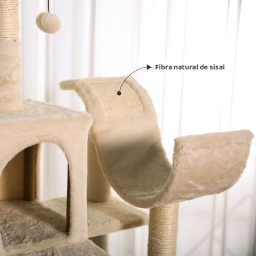 Arranhador de gato grande, luxuoso, multifuncional com casas, camas, rede, poleiros e brinquedo