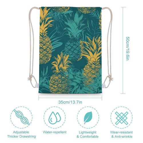 Drawstring Backpack Foldable Draw String Bags Tropical Pineapple Sackpack Sports Gym Bag for Shopping Yoga2