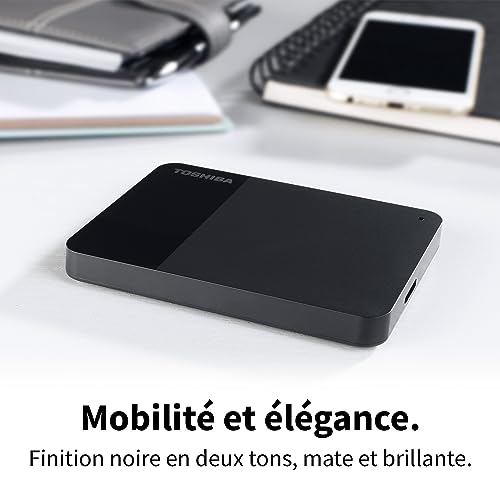Toshiba 2TB Canvio Ready - Disque Dur Externe Portable de 2,5 Pouces avec SuperSpeed USB 3.2 Gen 1, Compatible avec Microsoft Windows 7, 8 et 10, Noir (HDTP310EK3AA)