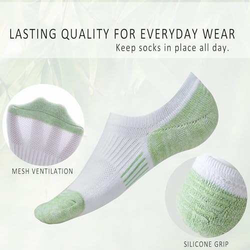 Image of EPEIUS Thick No Show Socks for Women Athletic Ankle Socks Cushioned Running Low Cut Non Slip Footies 3 /6 Pairs