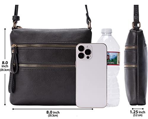 Image of Solene Small Multi Zipper Pocket Crossbody Bag with Adjustable Strap, Lightweight Travel Purse, Daily Small Messenger Pouch