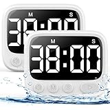 HAUKINIX Dusch-Timer, wasserdicht, Badezimmer-Timer, WC-Timer, digitaler Küchentimer, Wandhalterung, Lern-Timer mit faltbarem Ständer, Countdown-Timer, Stoppuhr mit Saugnapf zum Schwimmen