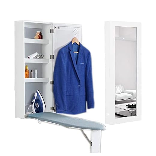 Organizedlife Wall Mounted Ironing Board with Storage Cabinet,Built in Ironing Board & Folding Support Leg, Wall-Mounted Mirrors for Home, Apartment & Small Spaces