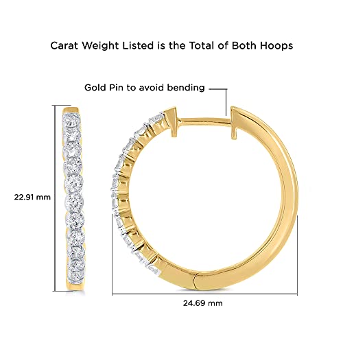 La Joya 3/4 Ct Tw Lab Grown Diamond Hoop Earrings For Women | Crafted In Yellow Gold Plated 925 Sterling Silver | The Ideal Pair Of Womens Diamond Earrings To Get For Her This Mother's Day #TOP1