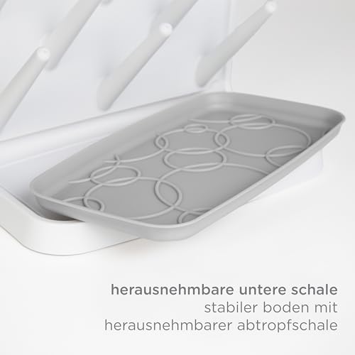 Ubbi Vertical Baby Bottle Drying Rack, Space Saving Countertop Drying Rack Baby Accessory, Grey