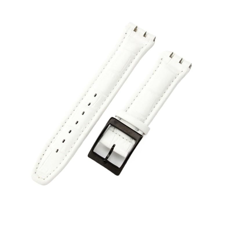 Chaîne de montre Swatch 17mm en cuir véritable avec attache concave-convexe précise