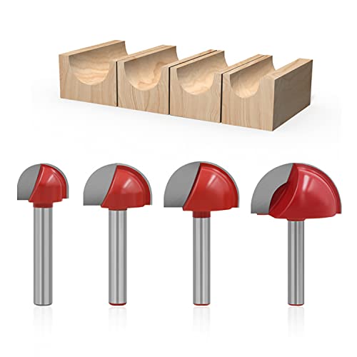 KONDAJI Fresa de punta de 6 mm, fresa de punta hueca, fresa redonda para nariz, router bit de bolas, fresa de carpintería (diámetro de 16/22/25/32 mm) Cover