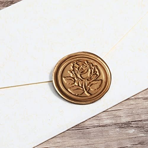 Wax Seal Stickers Envelope Seal Stickers Wedding Invitation Envelope Seals Self Adhesive Gold Stickers for Valentines Day Birthday Bridal Shower Party (Rose Style, 50 Pieces)