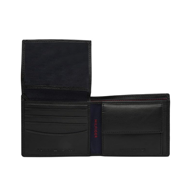 Image of Tommy Hilfiger Men's Leather Wallet Glasgow - Black | Pebbled Texture | Multicard & Coin Utility | Stylish Purse for Men