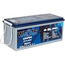 WEIZE 24V 100AH Bluetooth LiFePO4 Lithium Battery, Grade A Cells, 150A BMS, Low-Temp Protection Deep Cycle 500A/3S Peak Discharge Battery for Trolling Motor, Solar System, RV, Camping, Off Grid