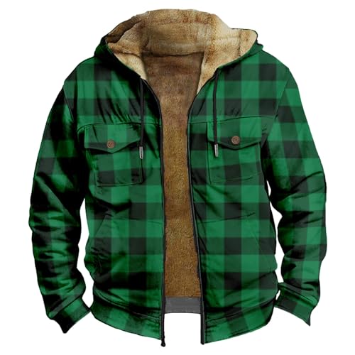 Mens Winter Coats Zip Up Sherpa Fleece Lined Big and Tall Thicken Vintage Hunting Warm Plush Long Sleeve Outerwear4