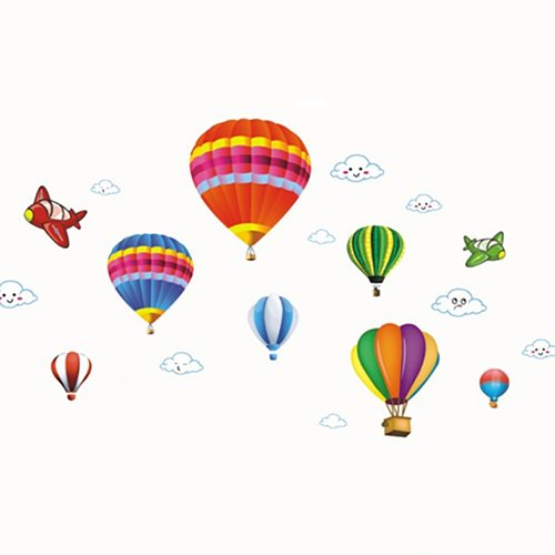 Guoainn Cartoon Airplane Hot Air Balloons,Removable Wall Sticker,Kids Room Home Decal #TOP7