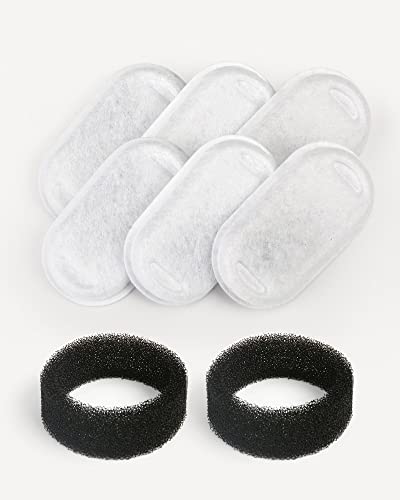 Image of Cat Water Fountain Filters, 6 Filters & 2 Foam Pads, for Steel Fountain