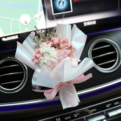 Image of Small Bouquet Car Air Freshener Vent Clips, Mini Dried Flower Bouquet,Cute Vehicle Interior Decorations Universal for Truck SUV Dashboard,Interior Accessories (J, 1set)