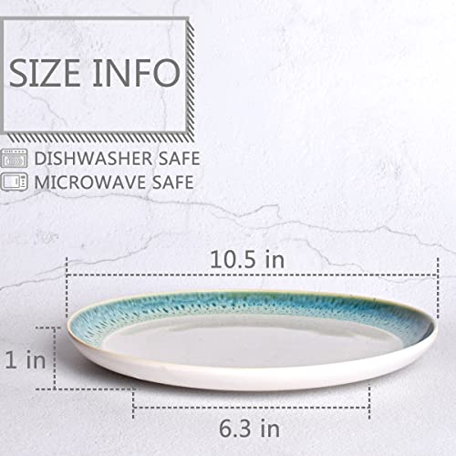 Bosmarlin Stoneware Dinner Plates, 10.5 Inches, Set Of 4 For Salad, Pasta, Dessert, Microwave And Dishwasher Safe (10.5 In, Turquoise Green) #TOP1