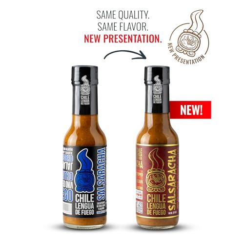 Image of Chile Lengua de Fuego Salsaracha - Sriracha-Style Scotch Bonnet & Jalapeno Salsa Hot Sauce, Medium, 5 oz Bottle (Pack of 2)