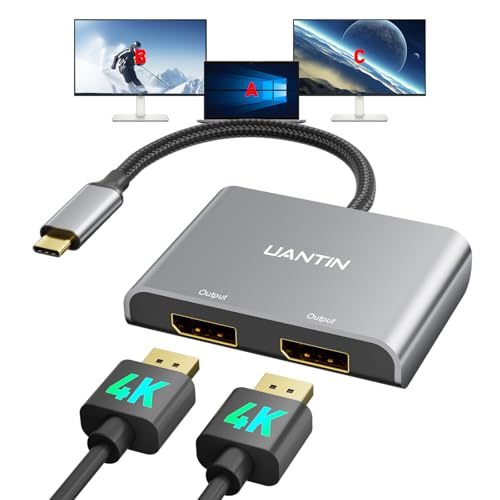 UANTIN USB C to Dual DisplayPort Adapter 4K@60Hz Display Port Splitter Extended Display for...