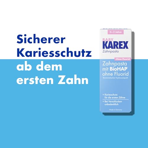 Baby KAREX Zahnpasta - 4 x 50 ml - Der ideale Einstieg ins Zähneputzen - Für Babys von 0-2 Jahren - reinigt sanft, mit BioHAP und ohne Fluorid