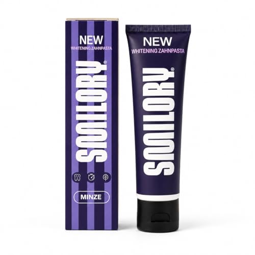 Whitening Zahnpasta von SMILORY Lila Zahncreme mit Soforteffekt für ein strahlenderes Lächeln und optisch weißere Zähne (Minze)