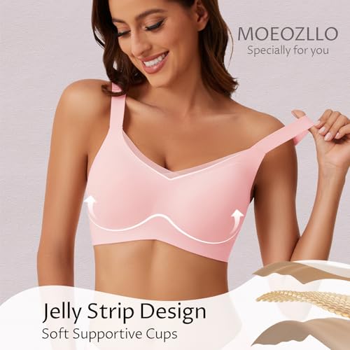 Image of MOEOZLLO Womens Wireless Bras for Women No Underwire Seamless Bralettes for Wireless Bra V Lace Soft T Shirt Support