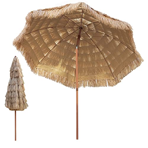 Sombrilla playera y tropical de imitación paja para mesas de patio